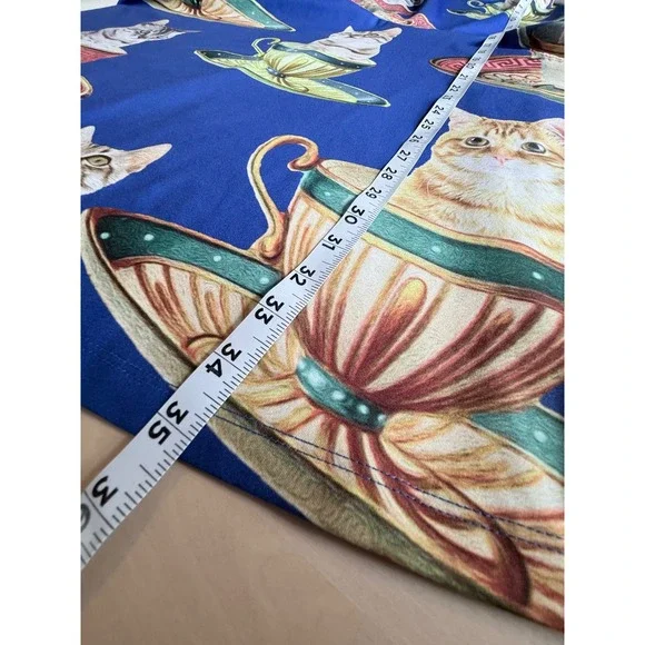 CowCow Womens XL Blue Cats in Teacups Skater Dress Sleeveless Fit Flare Novelty - Picture 7 of 7